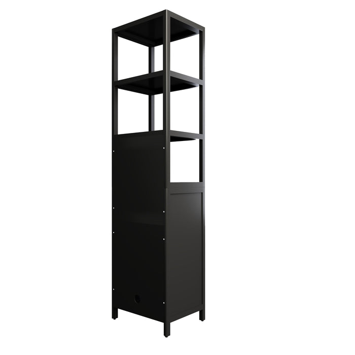 Storage Cabinet With Tall Linen Tower, Multifunctional For Bathroom