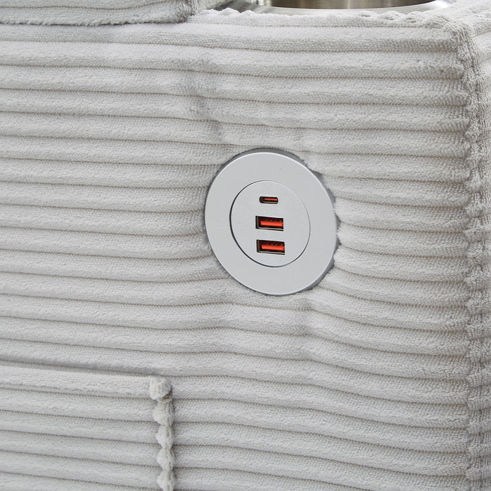 U Shaped Sectional Sofa Bed With Storage Chaise Lounges, USB Ports, And Cup Holders