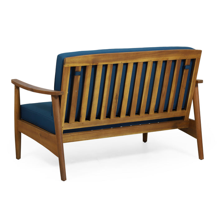 Outdoor Acacia Wood Loveseat Set With Coffee Table