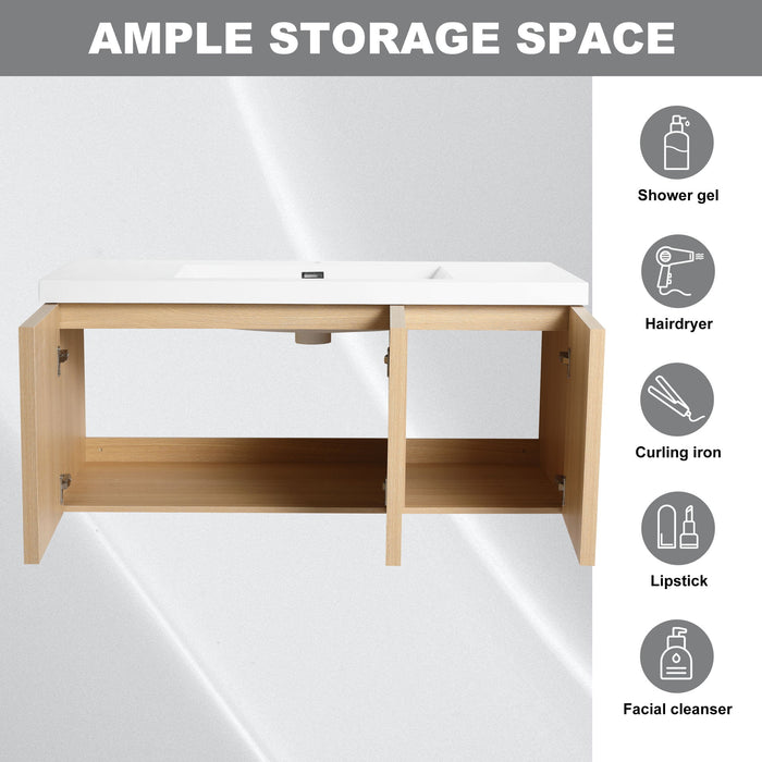 Wall-Mounted Bathroom Vanity With Resin Sink And Soft Closing Doors