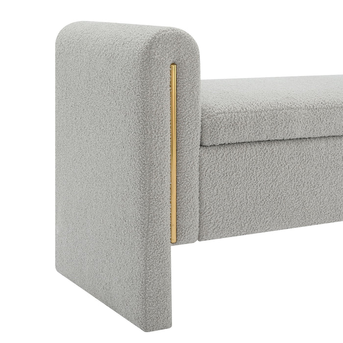 Modern Teddy Upholstered Large Bed End Bench With Arms And Storage