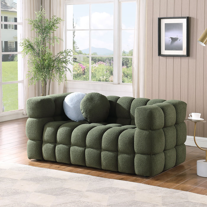 62.2Length, 35.83" Deepth, Human Body Structure For Usa People, Marshmallow Sofa, Boucle Sofa, Olive Green 2S Boucle