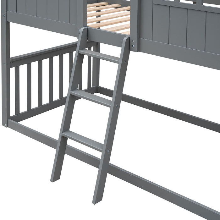House Bunk Bed With Ladder, Wood Bed