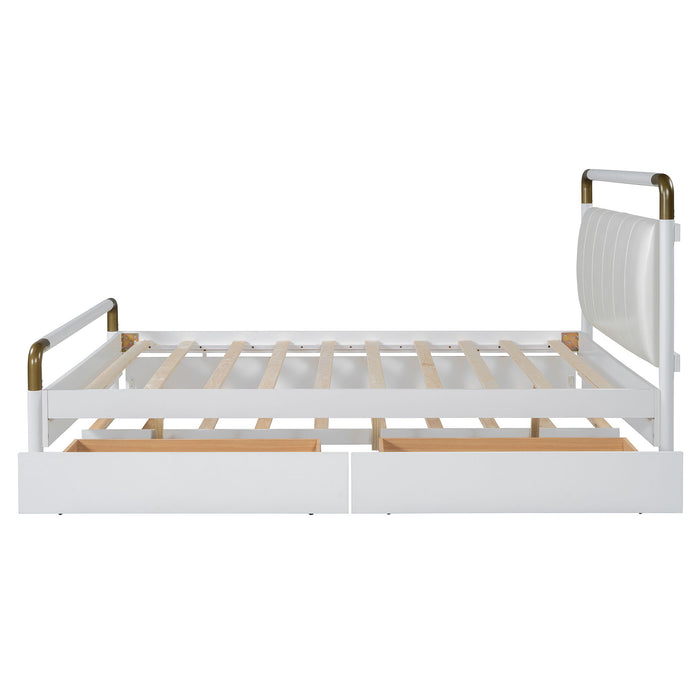 Storage Platform Bed, With 2 Big Drawers, Trundle