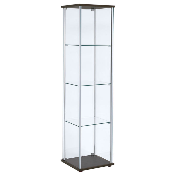 Bellatrix 3-shelf Clear Glass Curio Cabinet Cappuccino