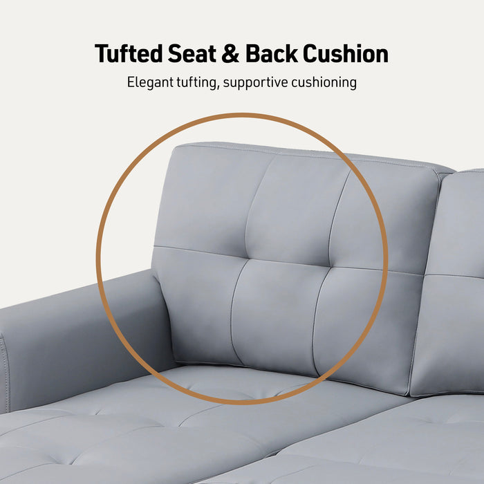 Lexi - Vegan Leather Modern Reversible Sleeper Sectional Sofa With Storage Chaise