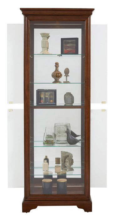 PFC Curios - Mirrored 5 Shelf Gallery Curio Cabinet - Oak Brown