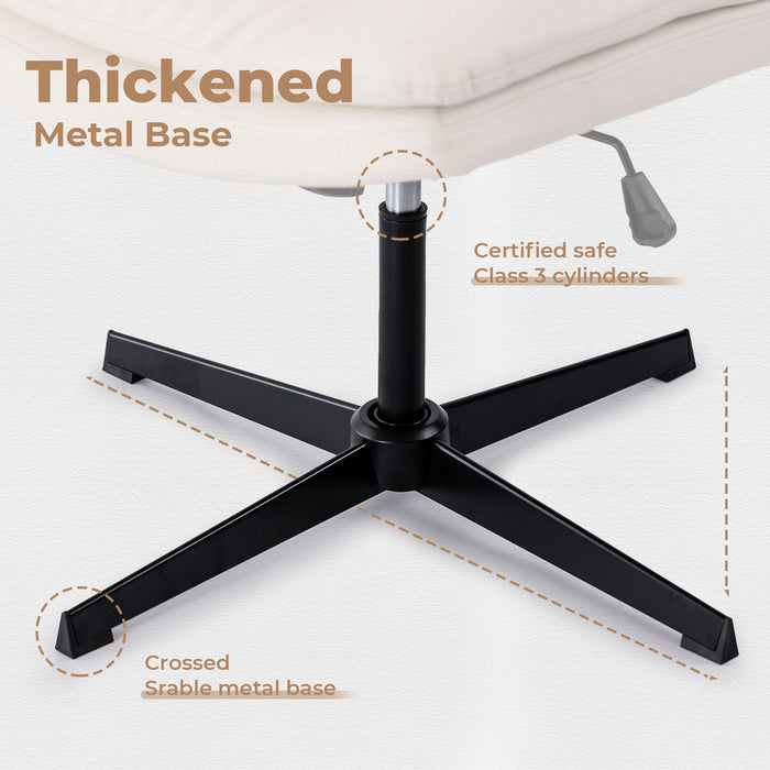 Large Size Armless Home Office Desk Chair Vanity Chair No Wheels - Beige