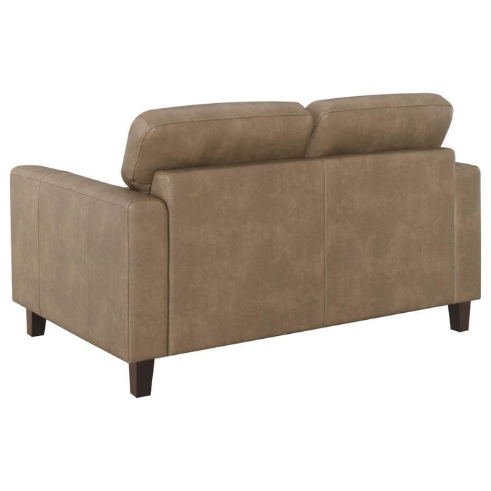 Scotland - Faux Leather Upholstered Track Arm Loveseat