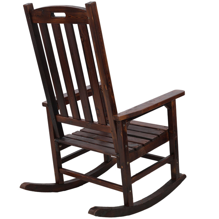 Oversized Porch Rocker Chair With Wide Seat And Tall Backrest