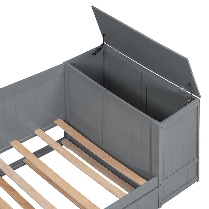 Daybed With Storage Arms, Trundle And Charging Station