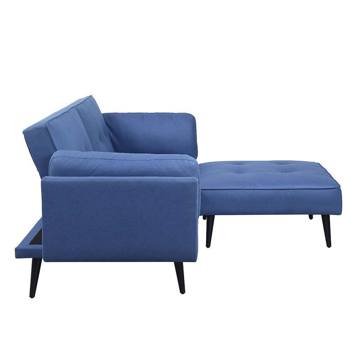 Nafisa - Adjustable Sofa & Ottoman - Blue Fabric