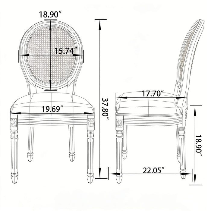 French Country Dining Chairs With Round Back (Set of 2)