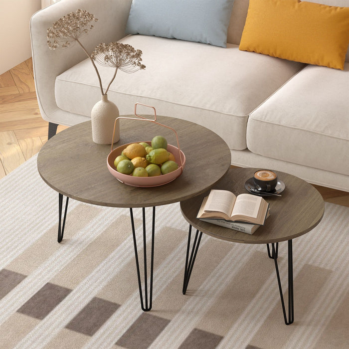 Round Nesting Coffee Table For Living Room (Set of 2)