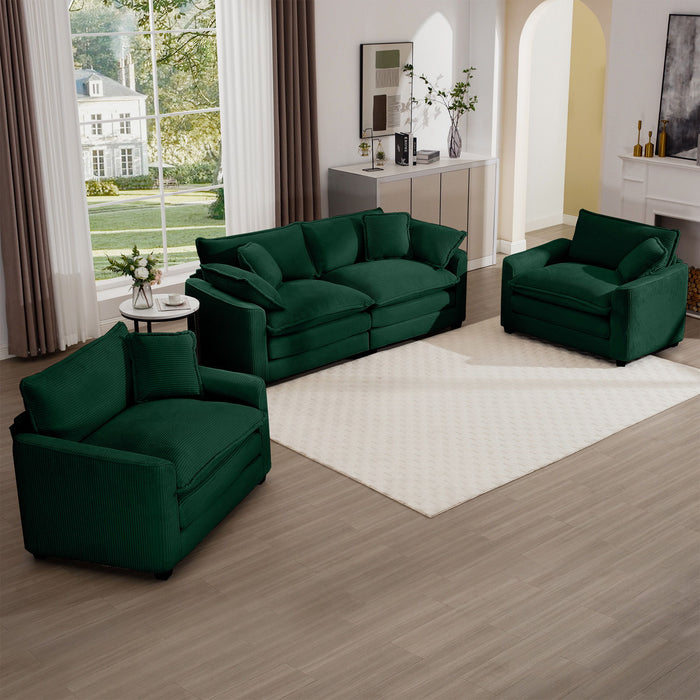 Elegant Corduroy Oversized Sectional Sofa Set With Deep Seats And Flexible Layout