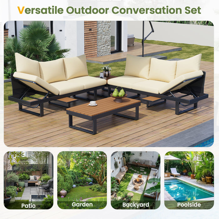 Outdoor Sectional Sofa Set With Adjustable Reclining Seats