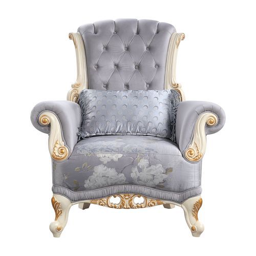 Galelvith - Chair With Pillows - Gray Fabric