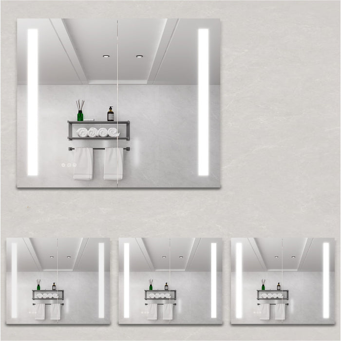 LED Medicine Cabinet With Mirror, Double Door With Defogger, Dimmer, Surface Mount