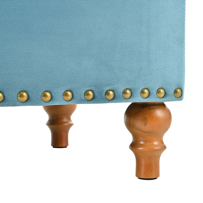 Upholstered Ottoman With Storage And Rivet Trim