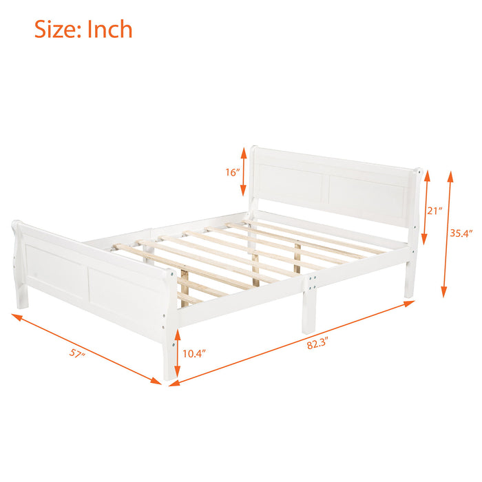 Platform Bed Frame Mattress Foundation Sleigh Bed With Headboard / Footboard / Wood Slat Suppor