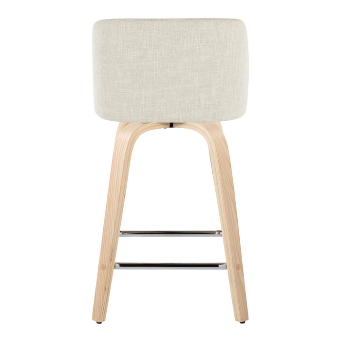 Toriano - Contemporary Fixed Height Counter Stool Swivel With Square Footrest (Set of 2)