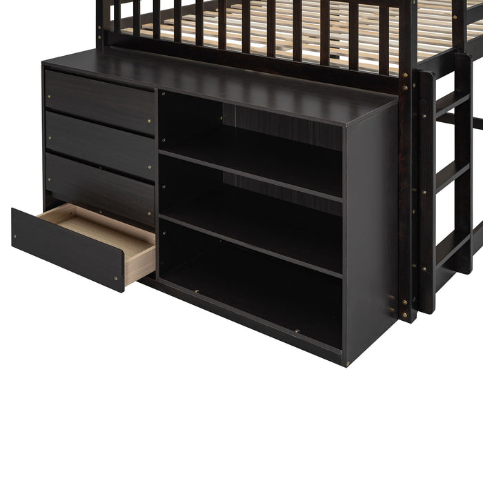 Bunk Bed With 4 Drawers And 3 Shelves