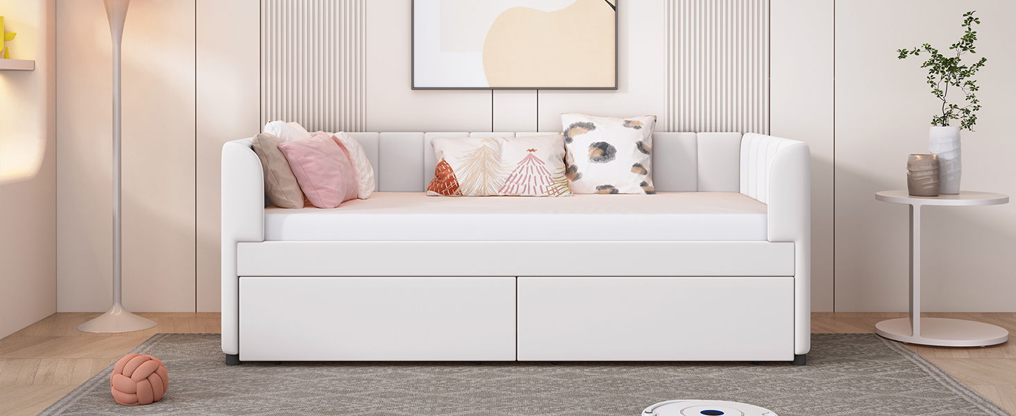 Upholstered Daybed With Ergonomic Design Backrest