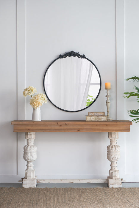 Classic Design Mirror With Baroque Inspired Frame For Bathroom, Entryway Console Lean Against Wall