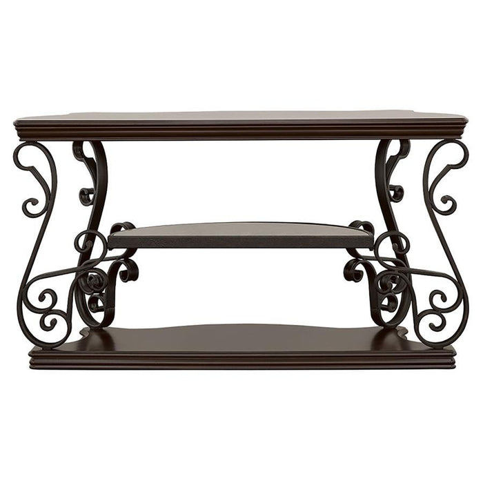 Laney - Scrollwork Entryway Sofa Console Table - Deep Merlot