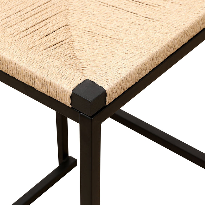 Stylish (Set of 2) Bar Stools With Backrest And Paper Rope Woven Seat, Counter Height Dining Chairs For Kitchen - Natural