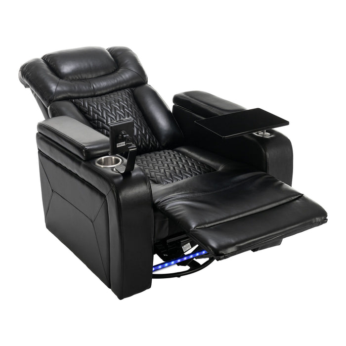 270 Degree Swivel Power Recliner With Tray Table, Phone Holder, Cup Holder, USB Port