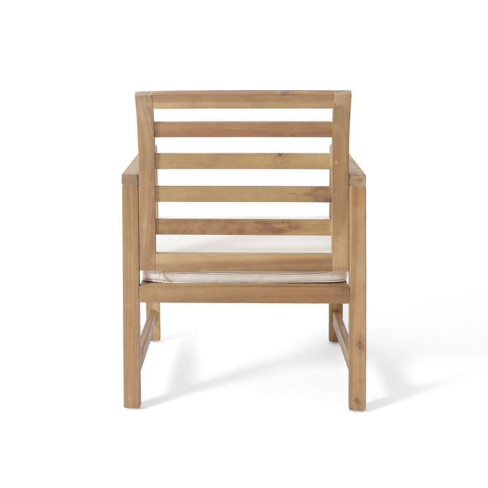 Outdoor Acacia Wood Club Chairs, 2 Pieces Set - Natural Stained / White