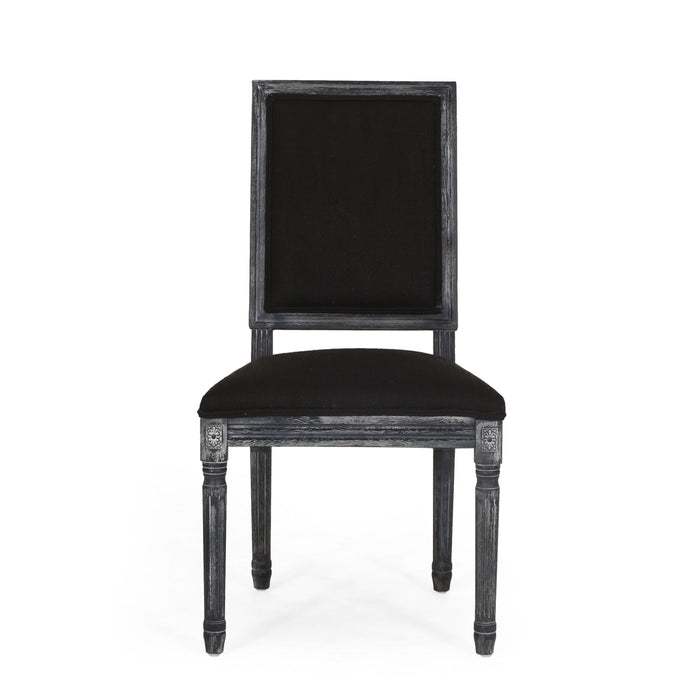 French Country Style Dining Chair With Upholstered Seating And Fluted Legs