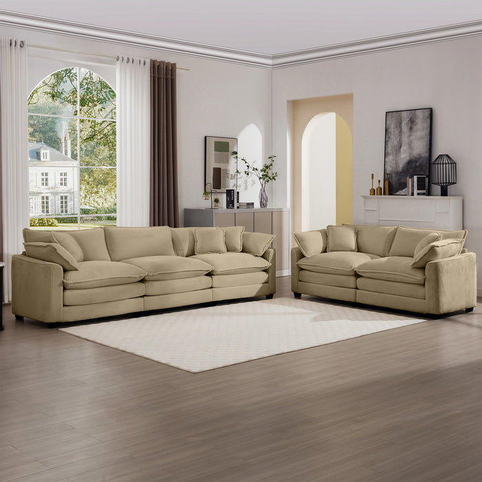 Elegant Corduroy Oversized Sectional Sofa Set With Deep Seats And Flexible Layout