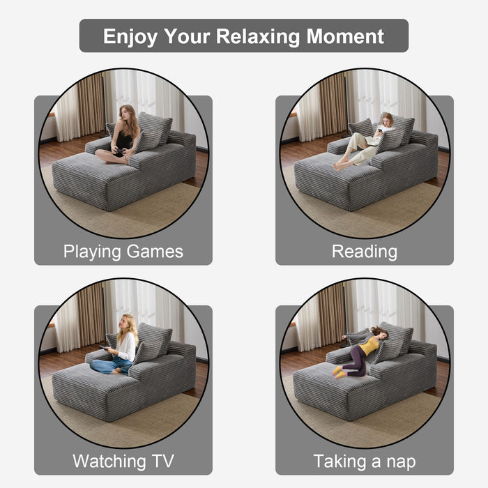 Oversized Chaise Lounge Chair Cozy Cloud Couch With 3 Throw Pillows And Wide Armrest