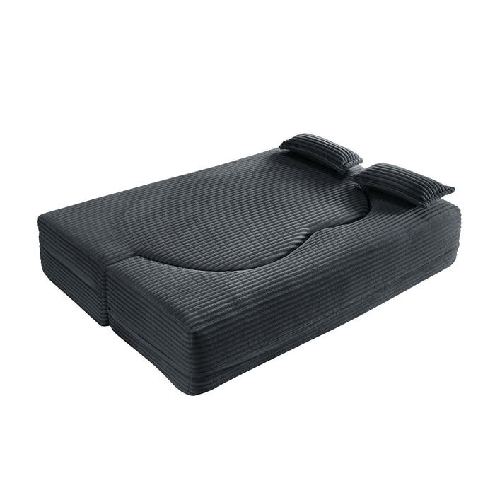 Floor Convertible Sleeper Sofa Bed With 2 Pillows