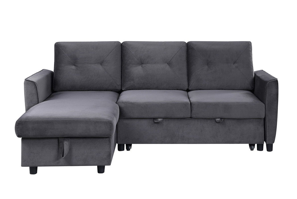 Hudson - Reversible Sleeper Sectional Sofa With Storage Chaise - Dark Gray