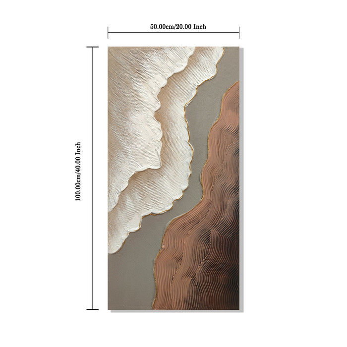 Abstract Wall Art, Textured Canvas Painting With Accents, Decor For Living Room (Set of 2) - Antique Brown+White