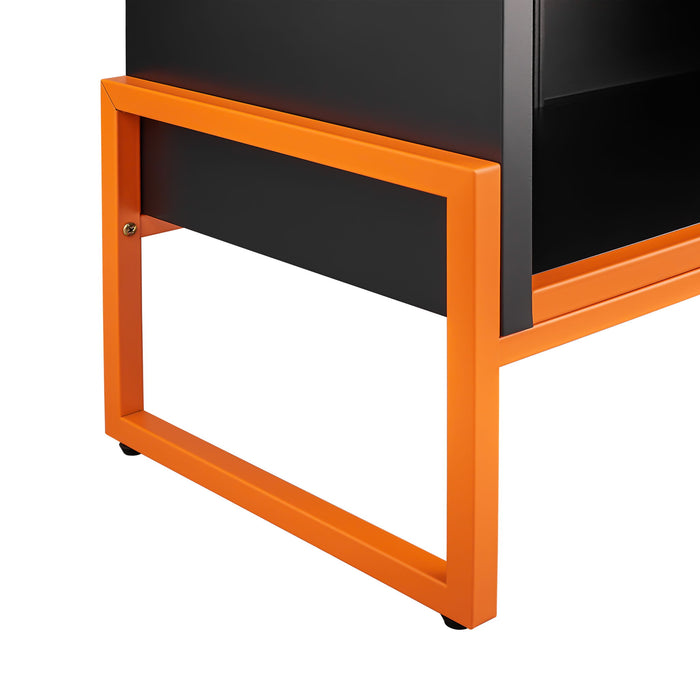 Modern Metal Shoe Cabinet With DoublebSided Mesh Doors And Adjustable Partitions