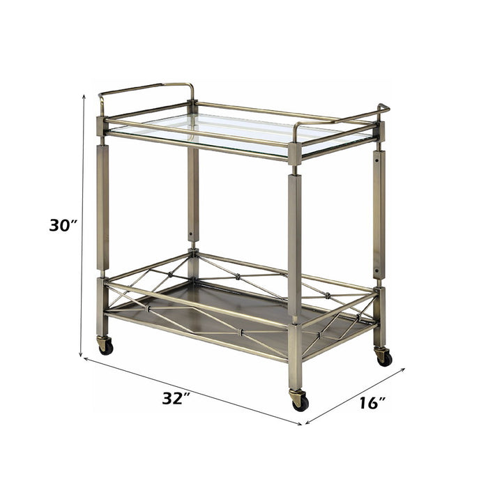 Matiesen - Serving Cart - Clear Glass & Antique Gold