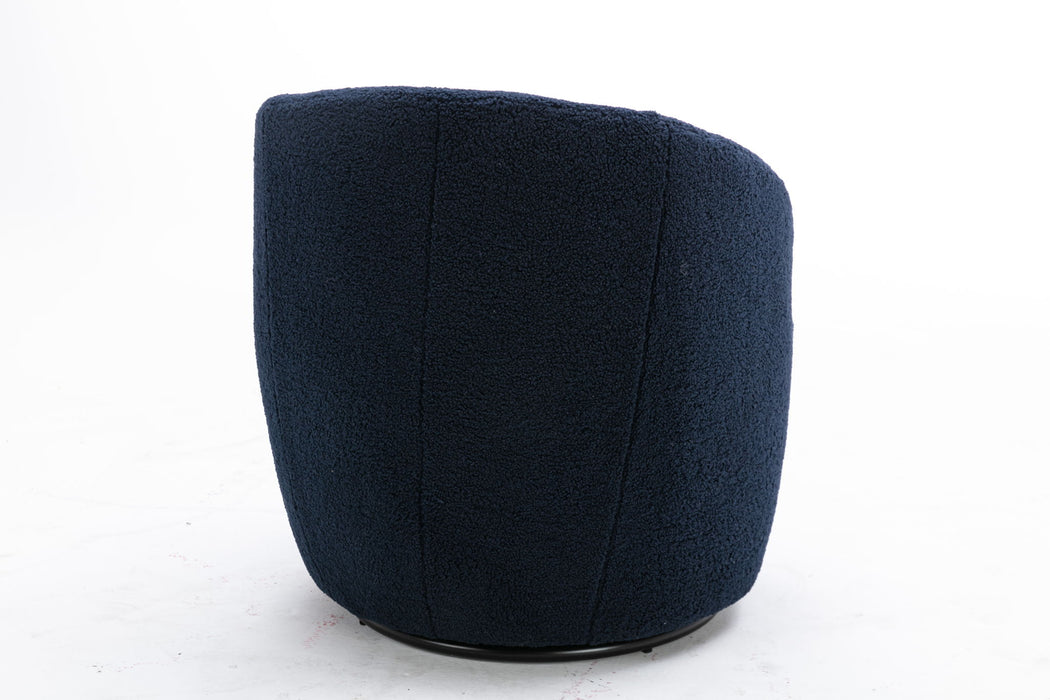 Teddy Fabric Swivel Accent Armchair Barrel Chair With Powder Coating Metal Ring