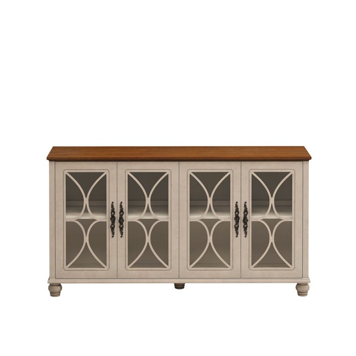 Elegant 4 Door Cabinet With Tempered Glass Doors