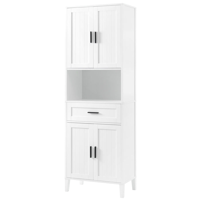 Freestanding Tall Bathroom Cabinet With Soft Close Doors And Adjustable Shelves