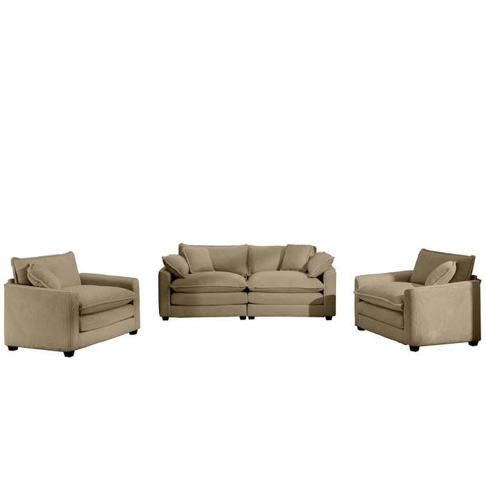 Elegant Corduroy Oversized Sectional Sofa Set With Deep Seats And Flexible Layout