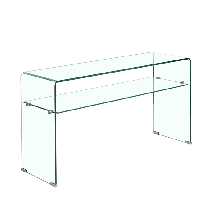 Modern Glass Console Table With Rounded Edges For Versatile Use Tempered Glass - Clear