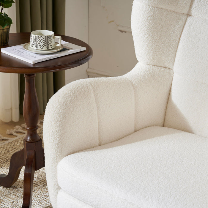 Accent Chair With Birch Wood Legs - White