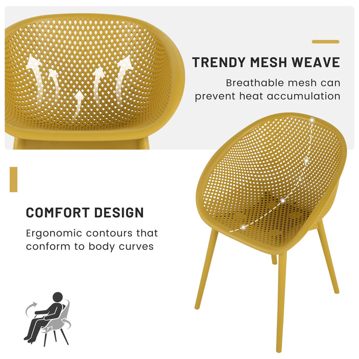 2 Piece Durable Single Chair With Mesh Hollow Out Design