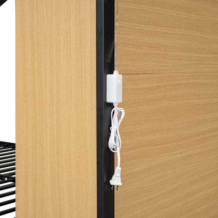 Bed House Frame With Shelves And Lights