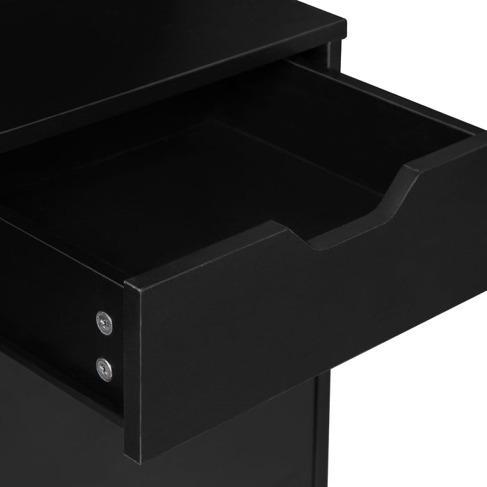 Kitchen Pantry Storage Cabinet, Modern Buffet Cabinet With Kitchen Cart, Tall Kitchen Hutch Cabinet With Microwave Stand, Food Pantry Cabinet With 3 Rattan Doors And Adjustable Shelves - Black