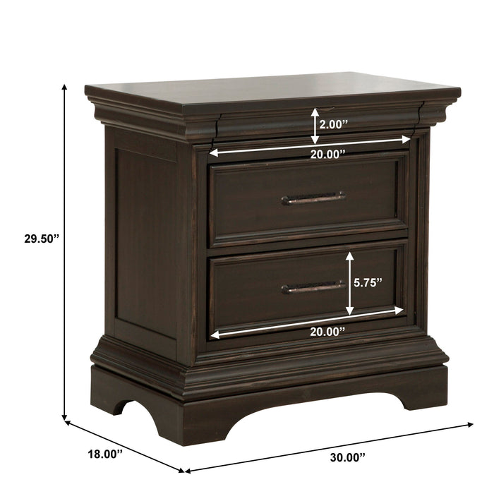 Caldwell - 2 Drawer Nightstand - Deep Brown